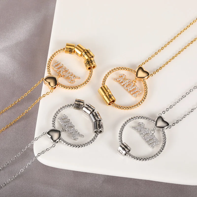 Круглое ожерелье с именем на заказ для женщин кулоном из бисера