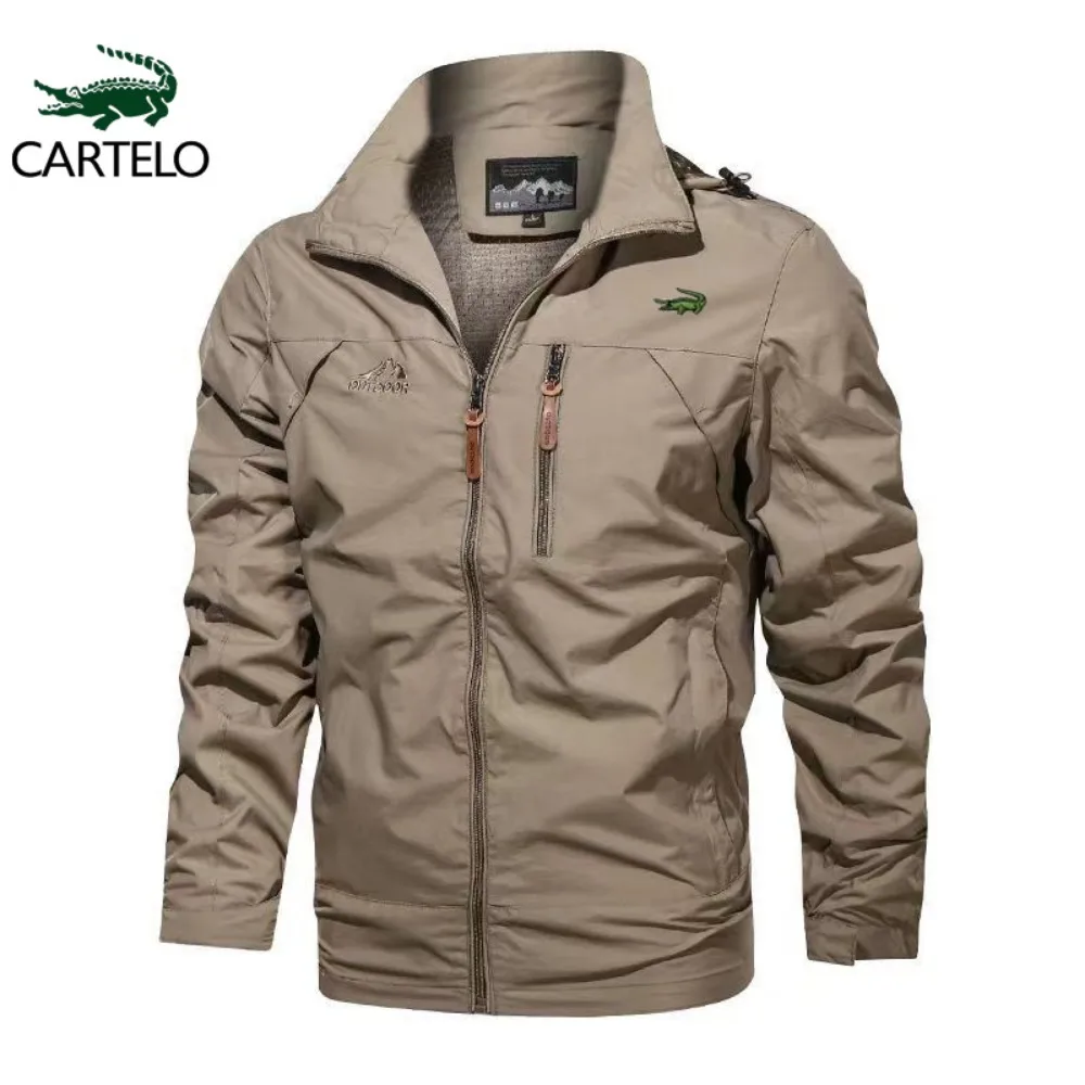 

CARTELO Embroidered Trench Jacket for men Solid Color Hooded Outdoor New in Outerwear Spring Fall Outerwear Jacket for Men 5XL