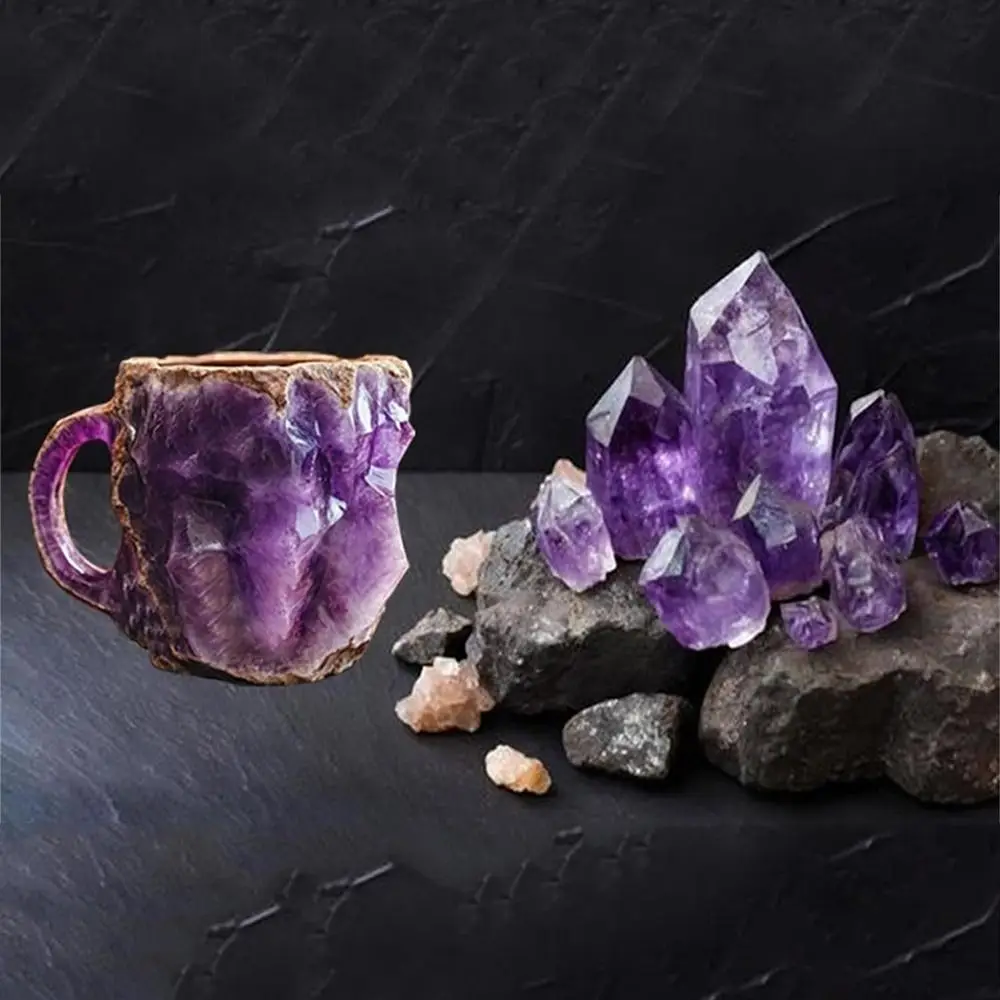 Модная керамическая минеральная хрустальная кофейная кружка фиолетовая чашка