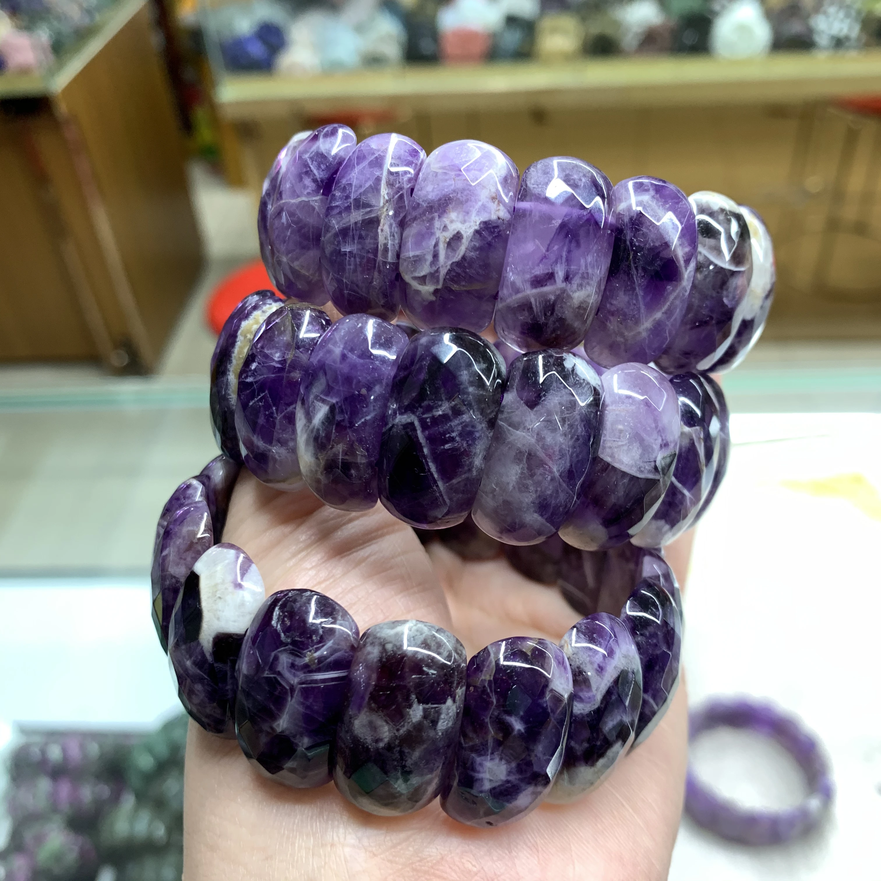 

AAA Natural Amethyst Gemstone Bracelet Natural Energy Stone Bangle Gemstone Jewelry for Woman Birthstone for Aquarius for Gift
