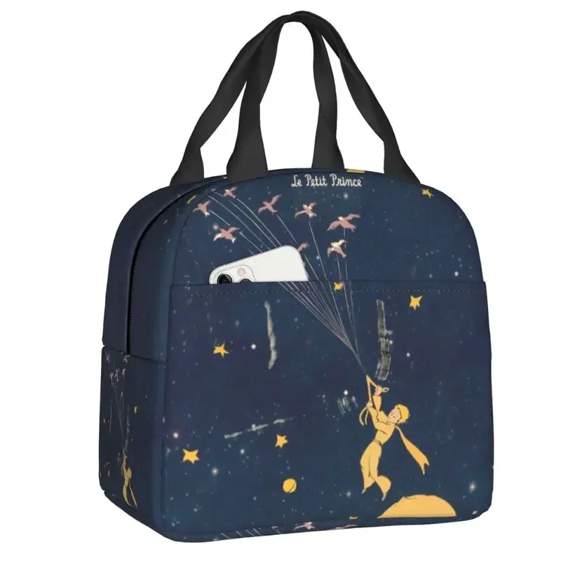 

Изолированная сумка для обеда The Little Prince для женщин, водонепроницаемый термоохладитель для французской литературной литературы, коробка для бенто, для офиса, работы, школы