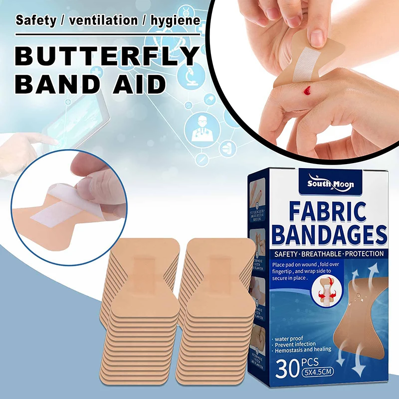 

30Pcs Medical Waterproof Band Aid Antibacterial Wound Dressing Butterfly Shape Protect Bandaid Bandage First Aid Fabric Band-aid