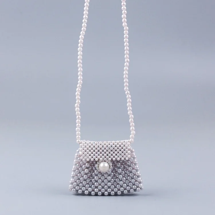 2022 Luxury Small Beaded Flap Box Pearl Clutch Women Mini Cross Body Bag Purses And Handbag LadiesHand Woven Pearl Handbags