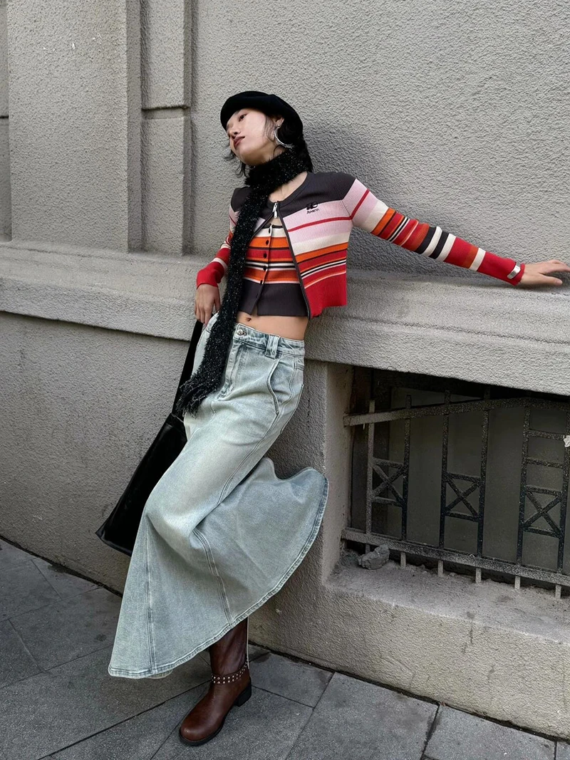 REDDACHiC винтажная длинная джинсовая юбка с русалкой женская однотонная