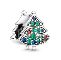 original red and green stone christmas tree beads charm fit pandora women 925 sterling silver bracelet bangle jewelry
