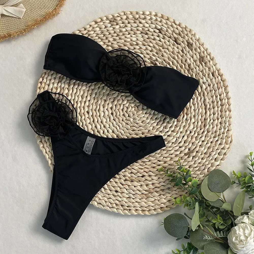 SERENECHIC лето 2024 новый сексуальный комплект бикини без бретелек из двух предметов с