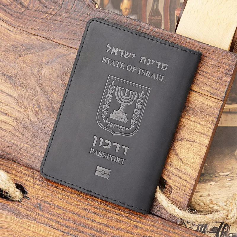 Name Engraved Leather Israel Passport Cover with Personal Name Travel Wallet Israel Passport Holder Customized Name