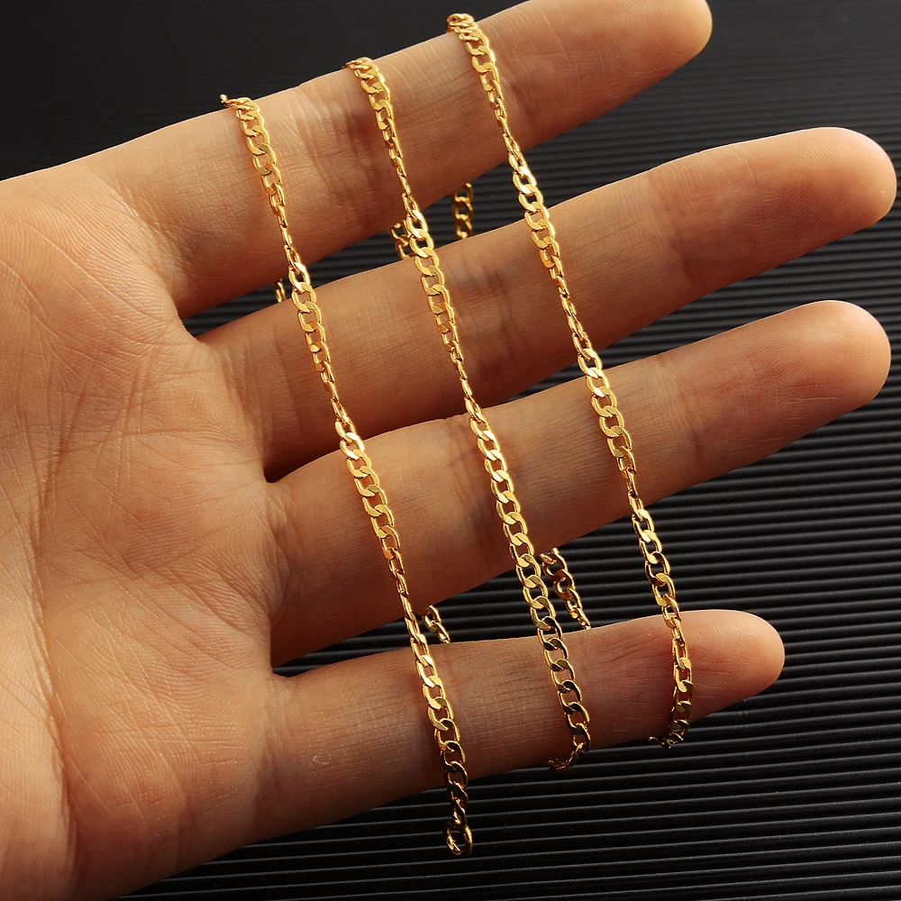 

Women Neck Chain Gold Color 50CM Necklaces Thin Chain On The Neck Classical Jewelry 2022 Collar For Girl Gift