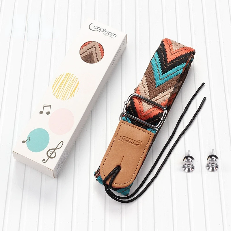 2 styles 4cm wide Creative hole-free Ukulele Strap Durable Adjustable cotton Guitar Belt Sling Instrument Guitar Accessories
