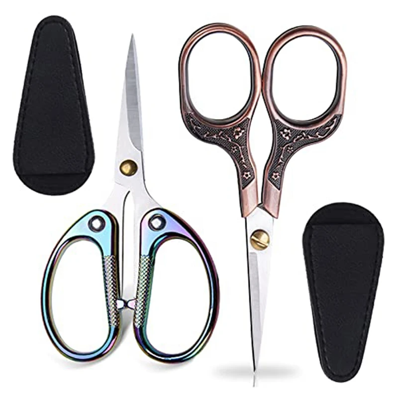 

2Pcs Vintage Precision Scissors ,For Embroidery,Craft, Art Work,Threading, Needlework - DIY Tools,Sturdy Sharp Scissors