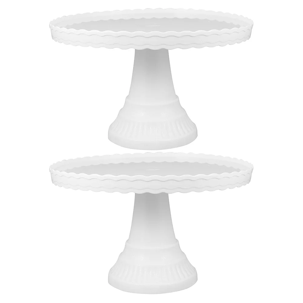 

2 Pcs Round Cake Tray Jewelry Tray Footed Cake Plate Dome Cake Stand White Cake Tray Display Stand Cake Tower Cake Display Stand
