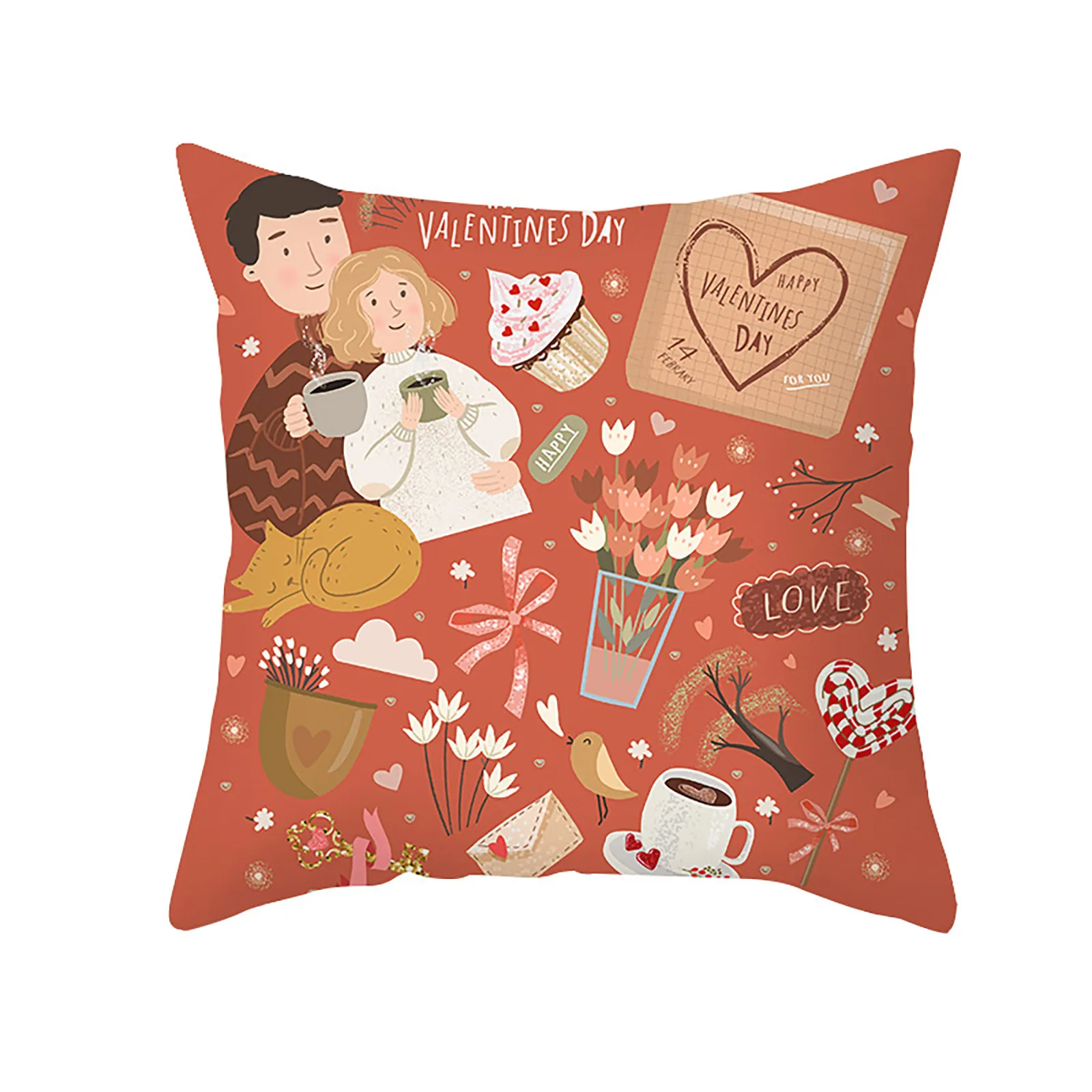 

Valentines Day Pillow Covers Throw Pillowcase Cushion Case For Sofa Couch Valentine Decorations Throw White 16x16 Pillow Cover