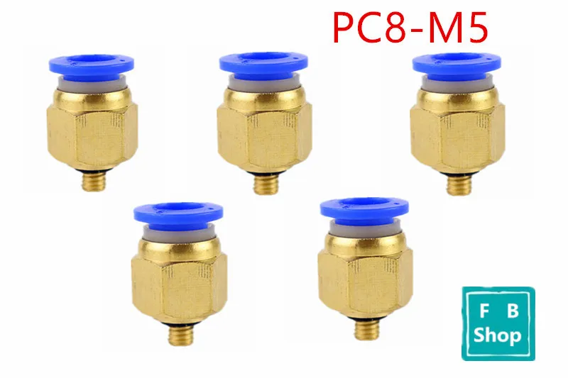 

10 шт./лот PC8-M5 8 мм трубка с резьбой M5, пневматический фитинг, быстроразъемный соединитель