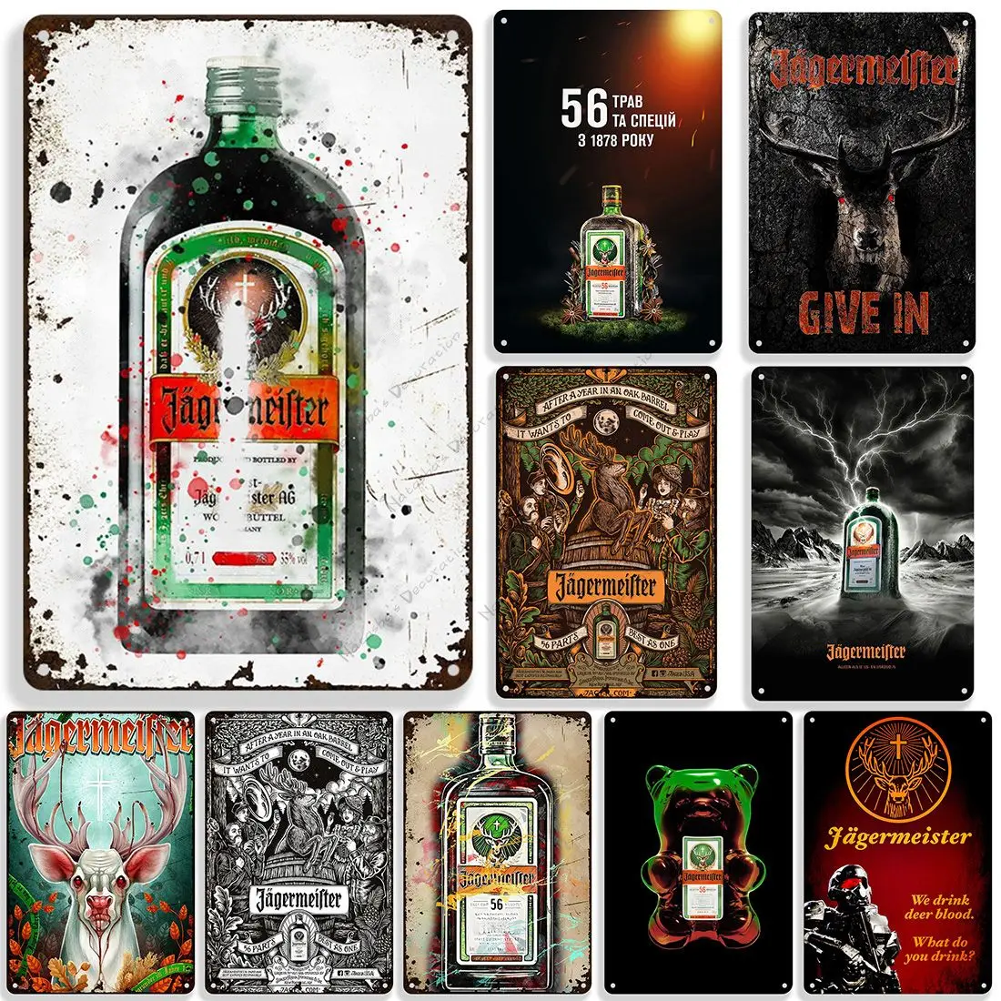 Плакат из ретро-металла Jagermeister для бара, стены, декора винтажного плаката, пивного отвара, мужской пещеры, паба, клуба, промышленного декора.