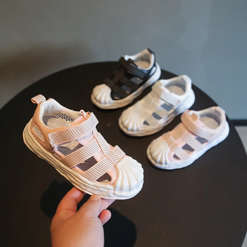 

Children's Hollow Sneakers Breathable Mesh 2022 New Boys and Girls All-match School Shoes Pink Kids Fashion Casual Sport Sandals