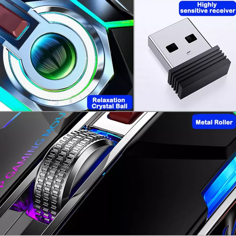 

Wireless Gaming Mouse Rechargeable 2.4G Silent 1600DPI Ergonomic 7 Buttons LED Backlight USB Optical Mouse Gamer For PC/Laptop