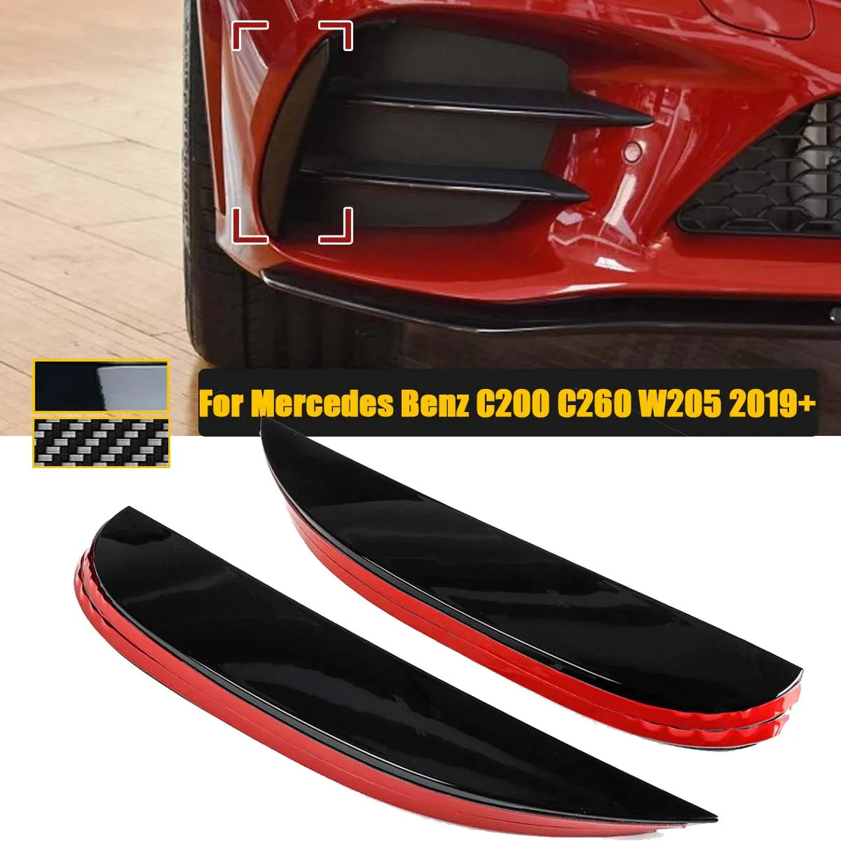 

W205 Front Bumper Splitter Fog Lamp Canard Air Cover Trim for Mercedes Benz C Class C180 C260 C300 AMG 2019-2021 Car Accessories