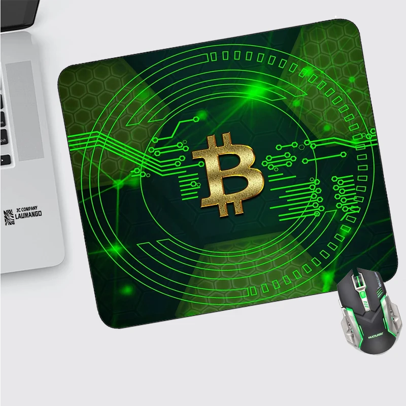 

Маленький компьютерный коврик для мыши, игровой резиновый коврик для ПК, игровой мини-коврик для клавиатуры с биткоином, черный Настольный ...