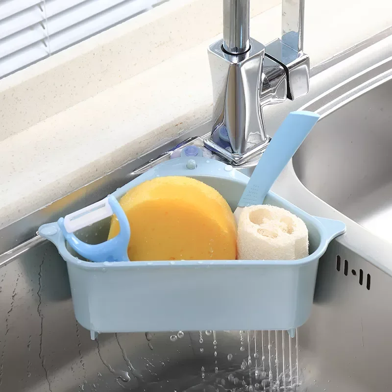 

Sink Filter kitchen triangular sink filter Strainer Drain Vegetable Fruite Drainer Basket Suction Cup Sponge Holder Storage Rack