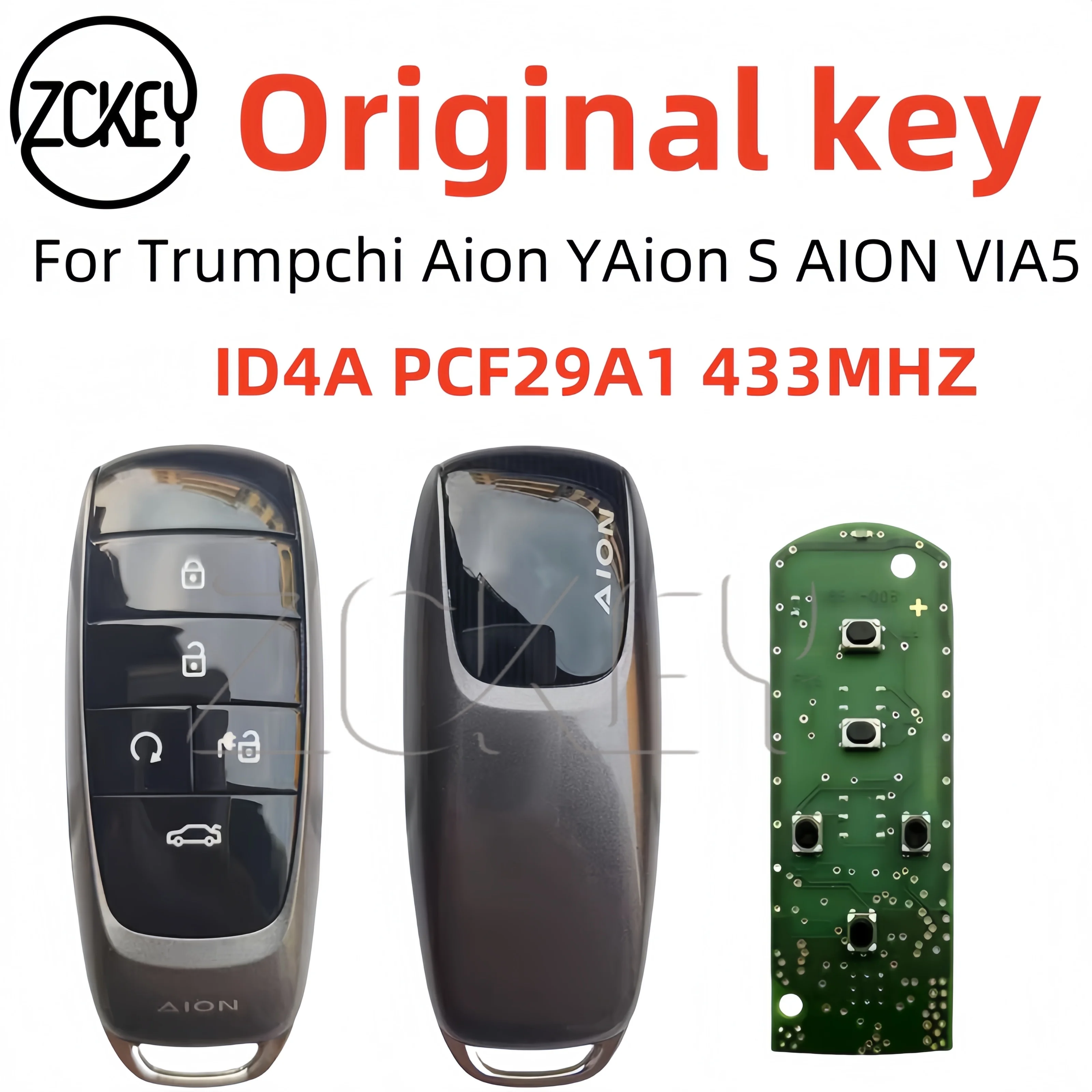 

Оригинальный ключ ZCKEY для Trumpchi GAC AION S Y V iA5 433 МГц 4A чип с лезвием