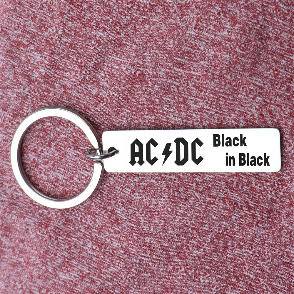 

Stainless Steel AC DC Guitar Picks Pendant Keychain for Men Women Rock Band Guitar Men's Punk Jewelry