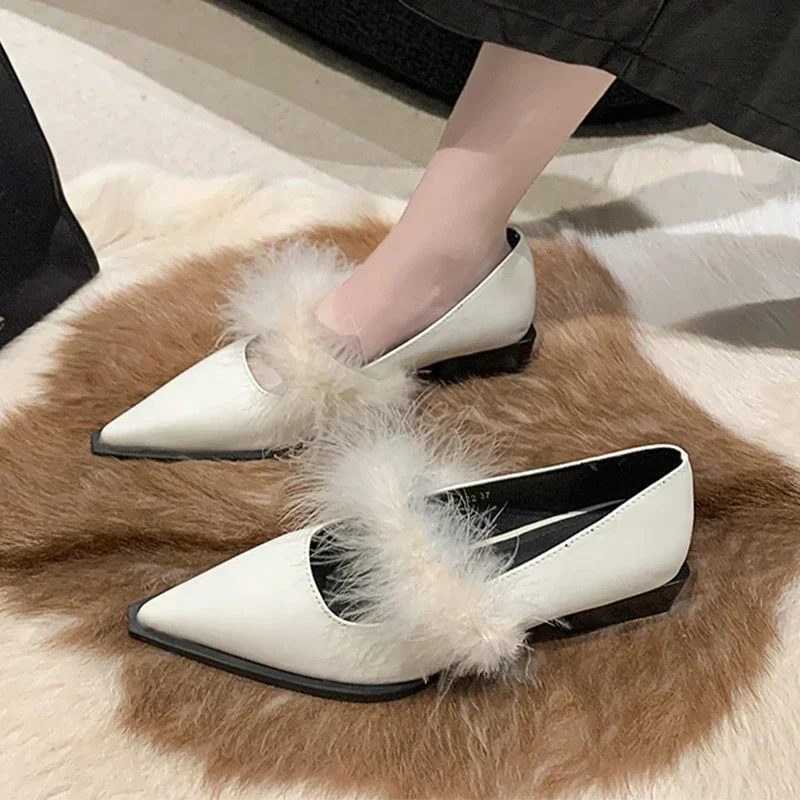 

Pointed Toe Chelsea Sexy Shoes Women Fur Mid Heels Autumn New Shoes 2024 Fad Women Dress Designer Party Zapatos Cozy Elegant