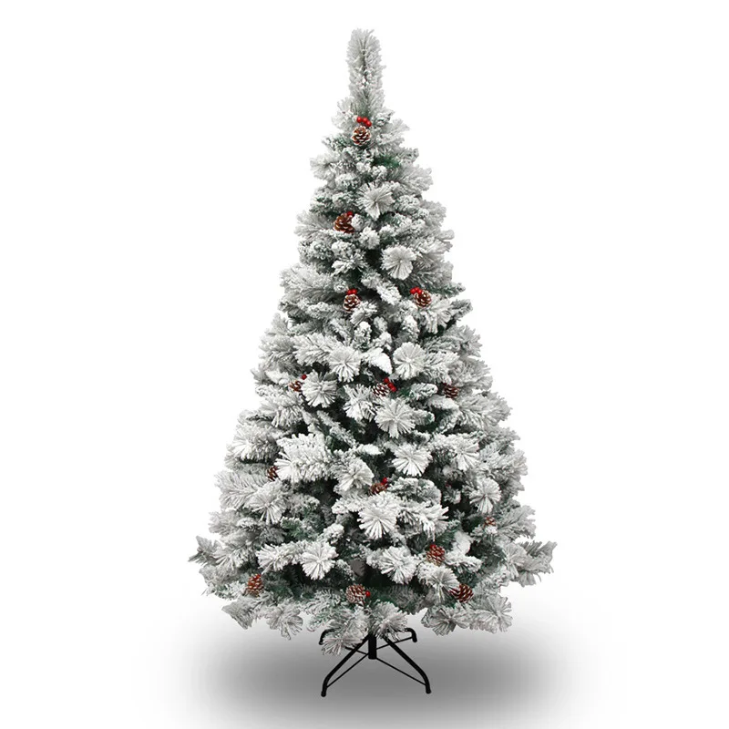 

150cm Sticky Snow Flocking Christmas Tree 180cm Encrypted Hanging Branch Red Fruit 2.1 Meters Snow Scene Christmas Tree