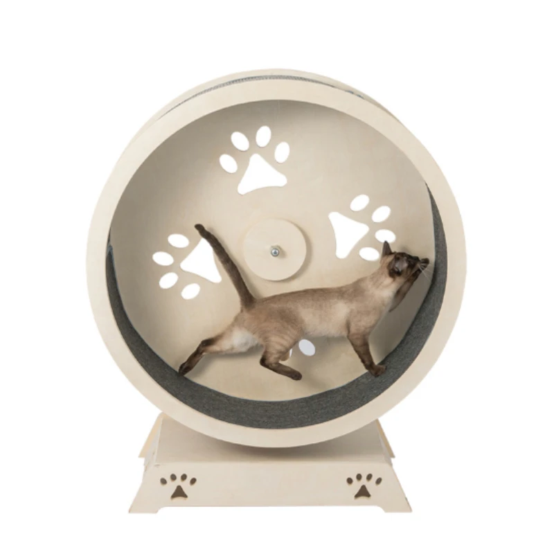 

Pet Cat Treadmill Large Roller Cat Villa Solid Wood Climbing Frame Wooden One-piece Cat House