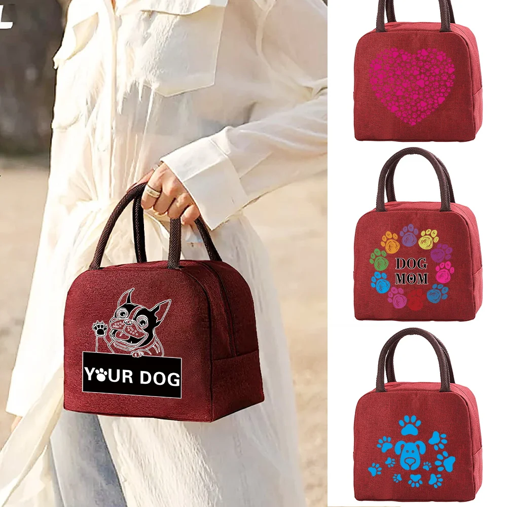 

Сумка-холодильник, термальная Портативная сумка для ланча на молнии для женщин, удобный Ланч-бокс, сумка-тоут с принтом следов, дорожная сум...