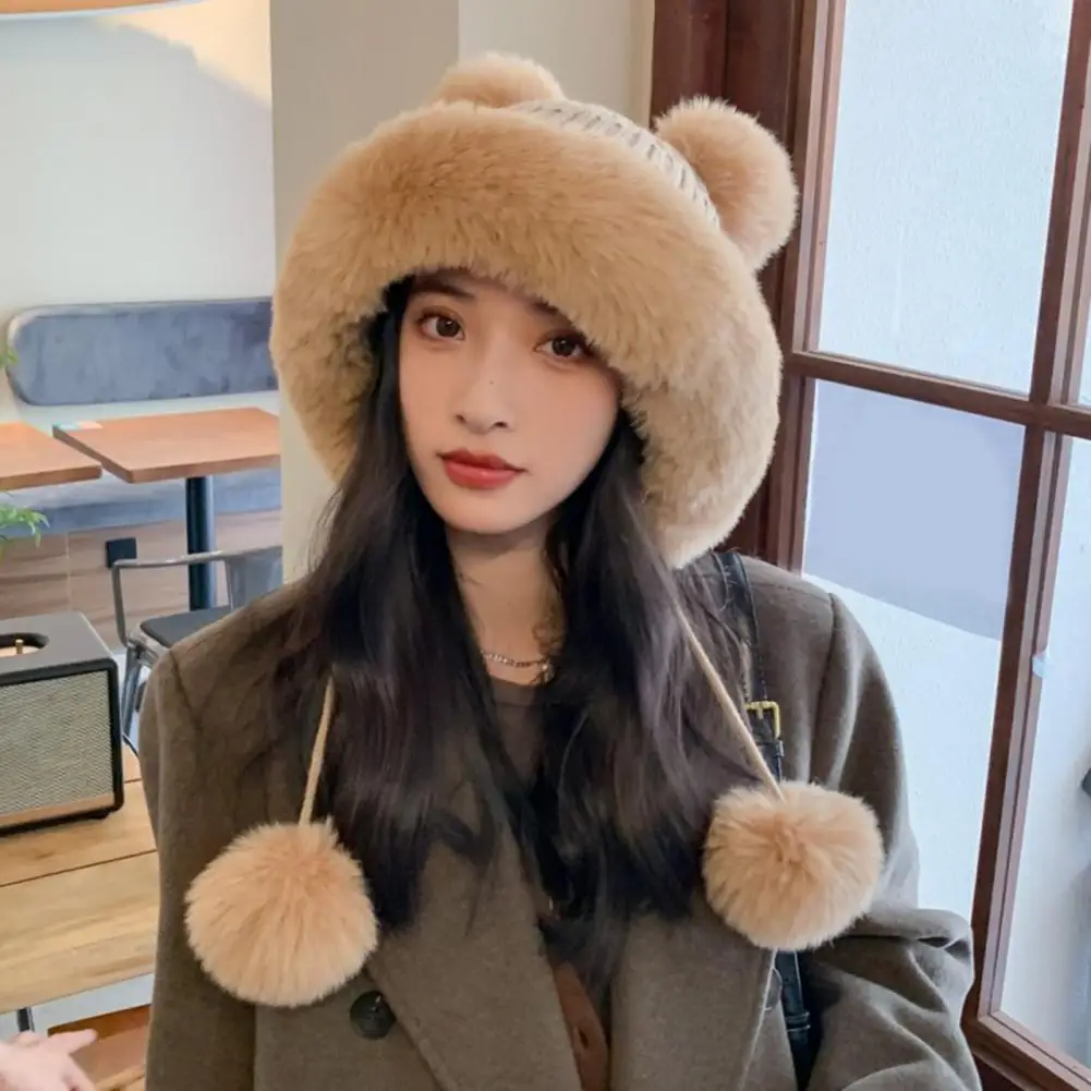 

Модная Универсальная женская зимняя утолщенная плюшевая пушистая вязаная шапка для повседневной носки