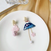 s925 needle cute jewelry little rabbit earrings delicate design asymmetrical resin cloth drop earrings for celebration gifts