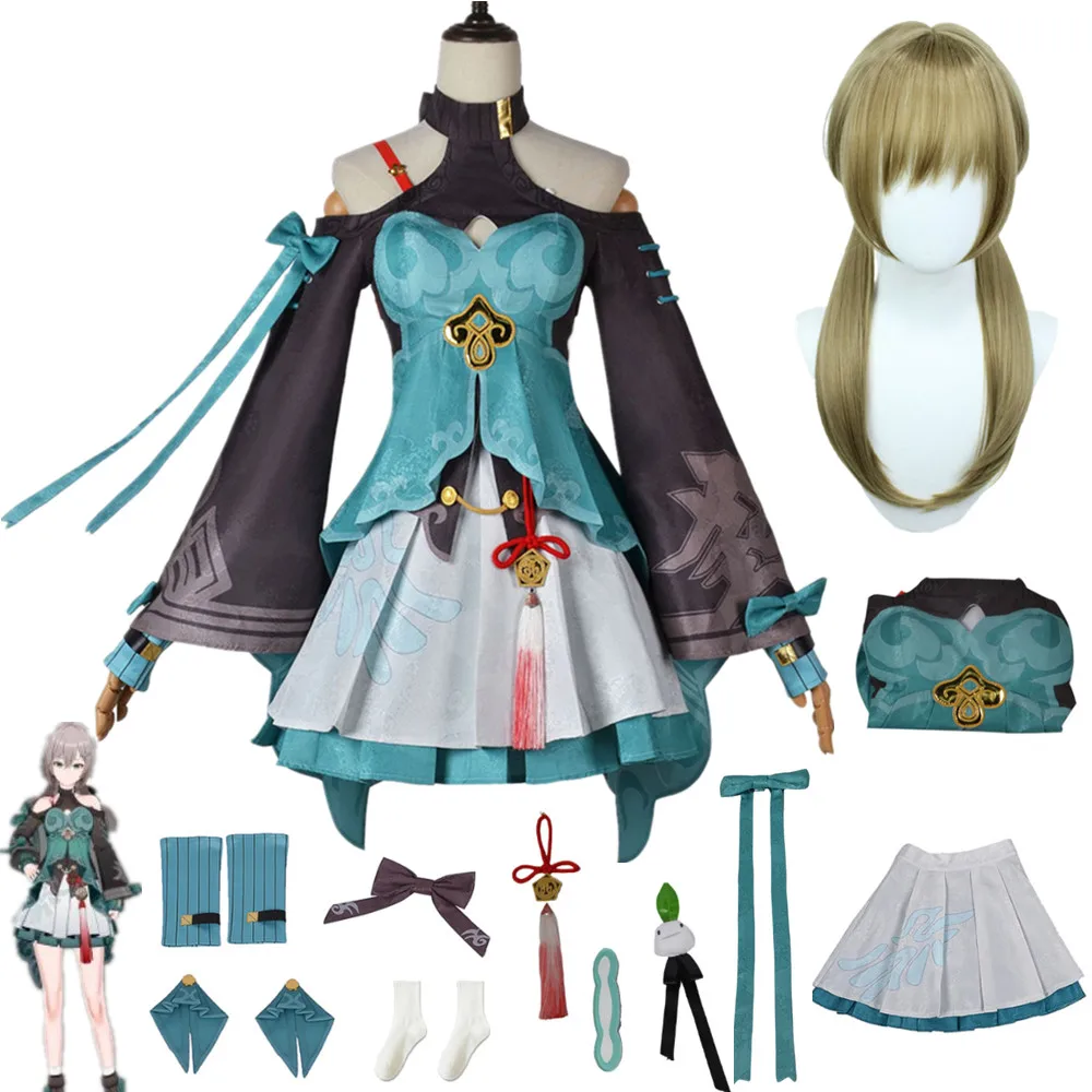 

Игровой костюм для косплея Honkai Star Rail Qingque, платье, Униформа, костюм, аксессуары для Хэллоуина