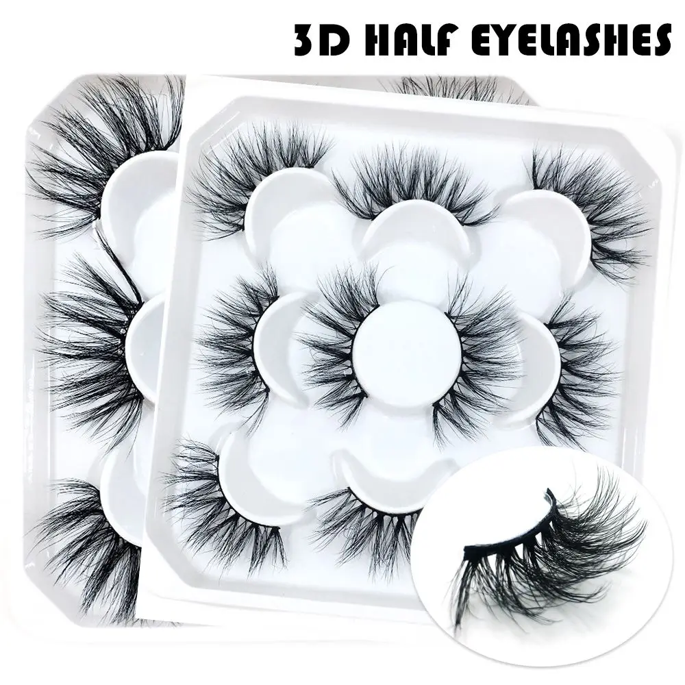 

1/5Pairs 6-25mm 3D Mink Lashes Wholesales Natural False Eyelashes Extension Thick Curling Messy Half Eyelashes Lengthening Makeu
