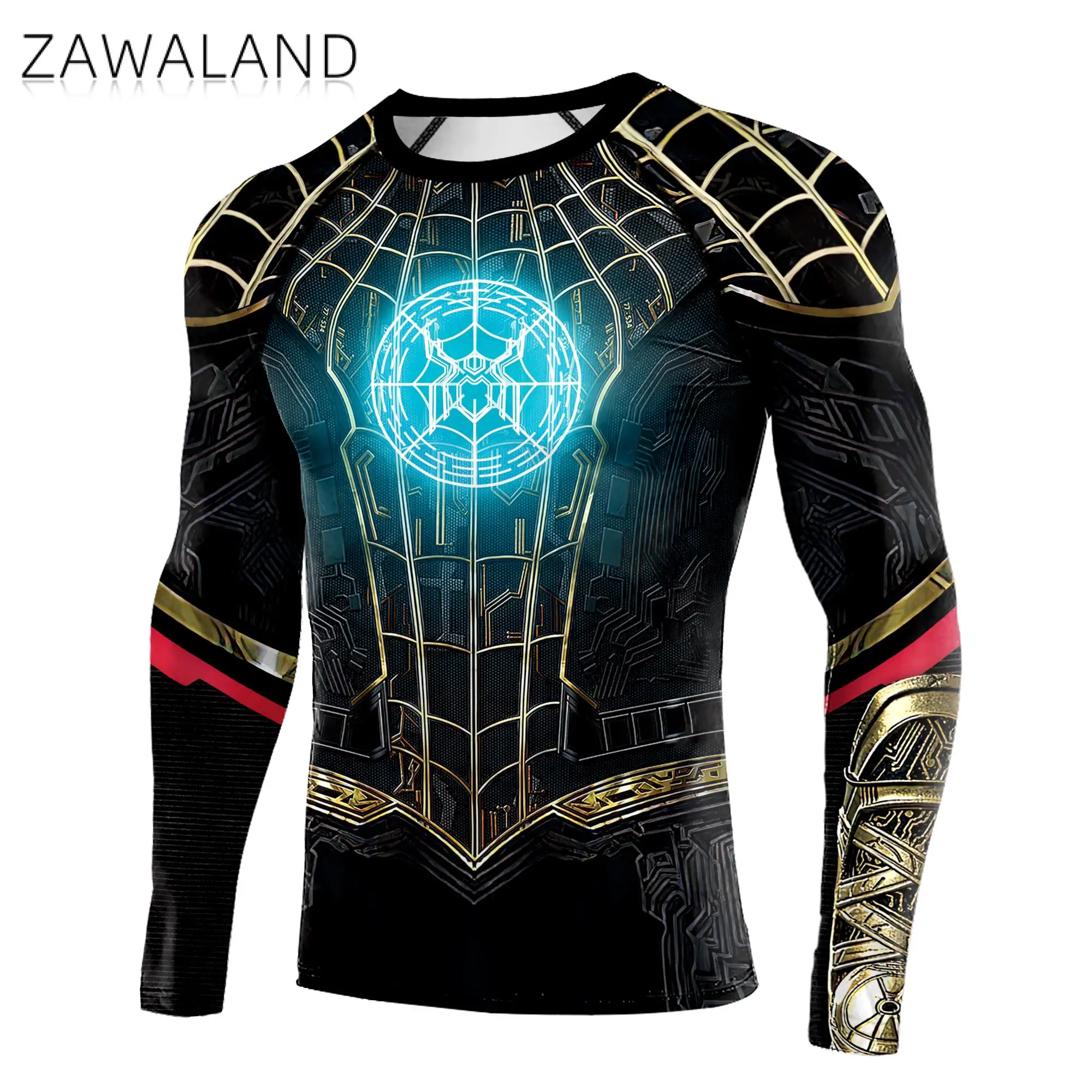 

Summer 3D Compression Shirt For Men Zentai Tights Quick Dry Long Sleeve Cosplay Costume Superhero Bodybuilding Fitness Tops