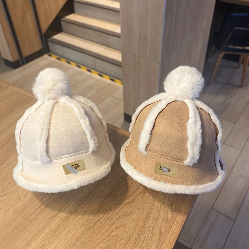 

U Ggs Hat For Kids Girl Fashion Children's The Fisherman Hat Thick Fluffy 0-4 Years Boys Outdoor Pelvic Cap Cute Hat Four Season