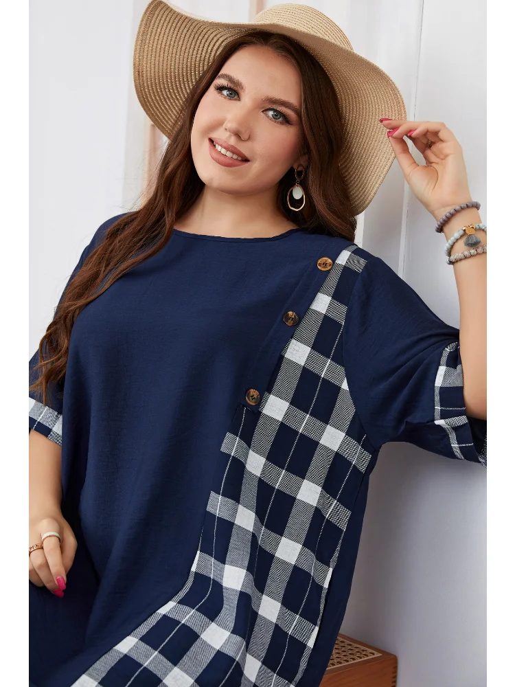 Large size women dress irregular short sleeve loose dress plus size women clothing plus size feminino