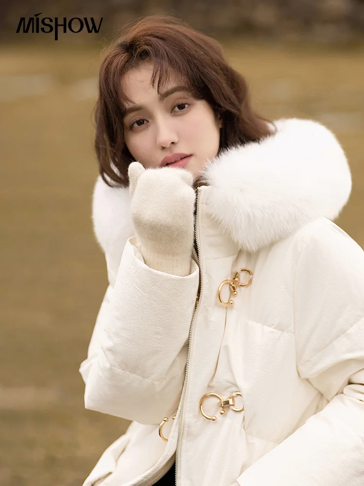 MISHOW Down Jacket Women 2022 Winter Warm Hooded Parkas Loose Solid Long Down Coat New Thick Female Outdoor Overcoats MXB48Y0165