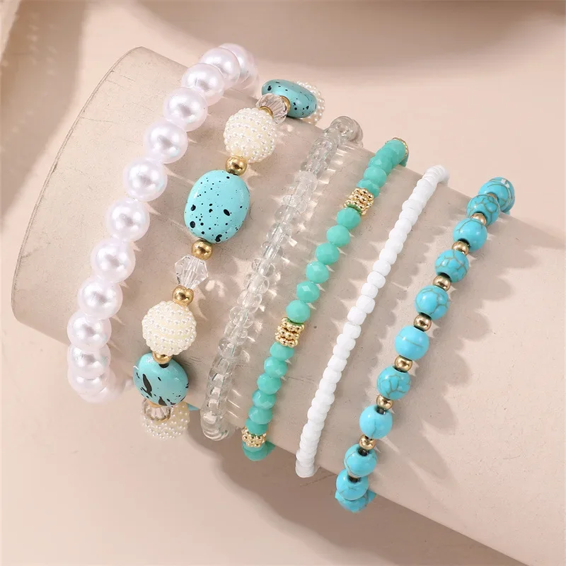 Многосоставный браслет в богемном стиле персиковый форме сердца для девочек