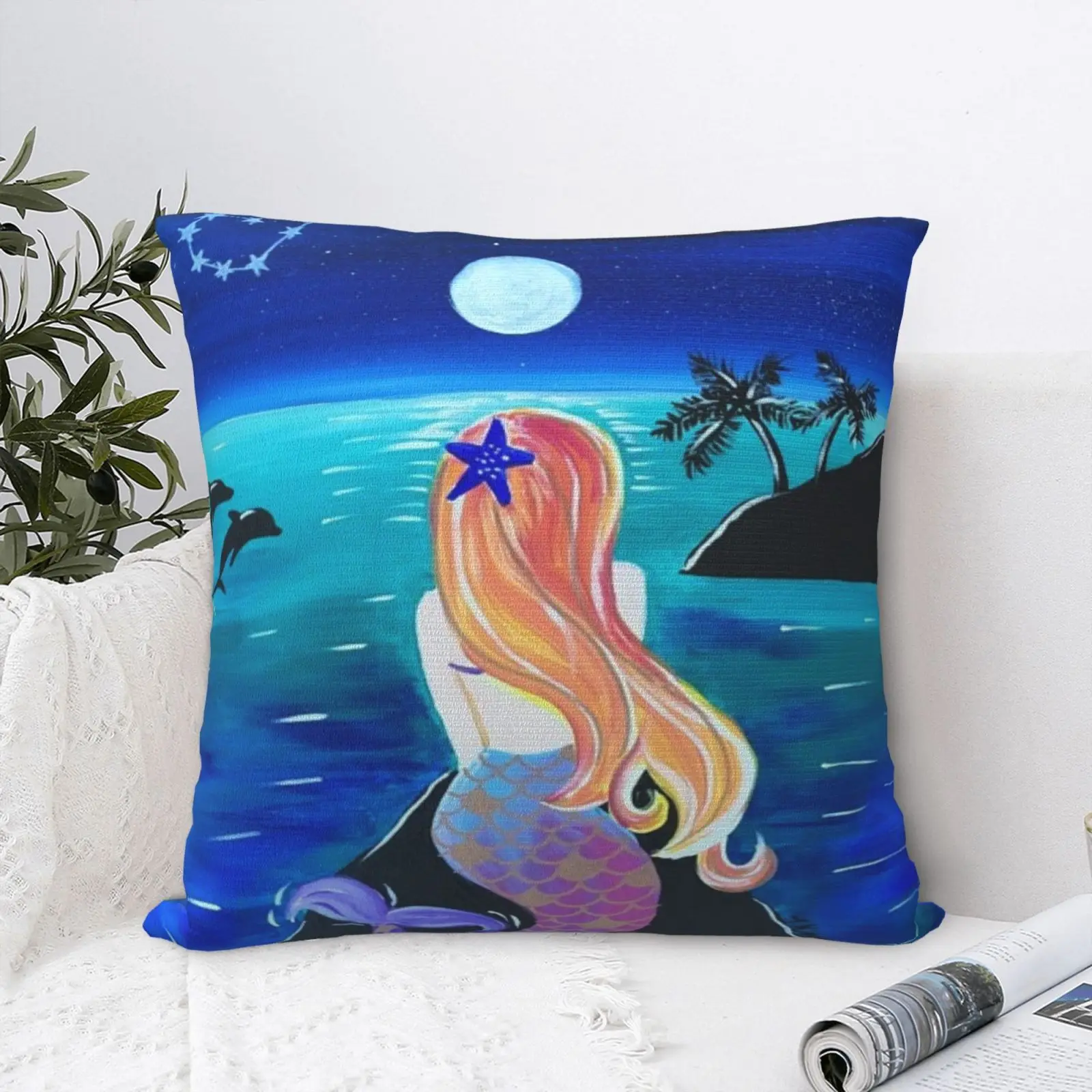 

Mediterranean Ocean Mermaid 11 Pillow Case Cushion Cover Pillow Covers Zipper Summer Pillow Covers Decorative For Bedroom Sofa