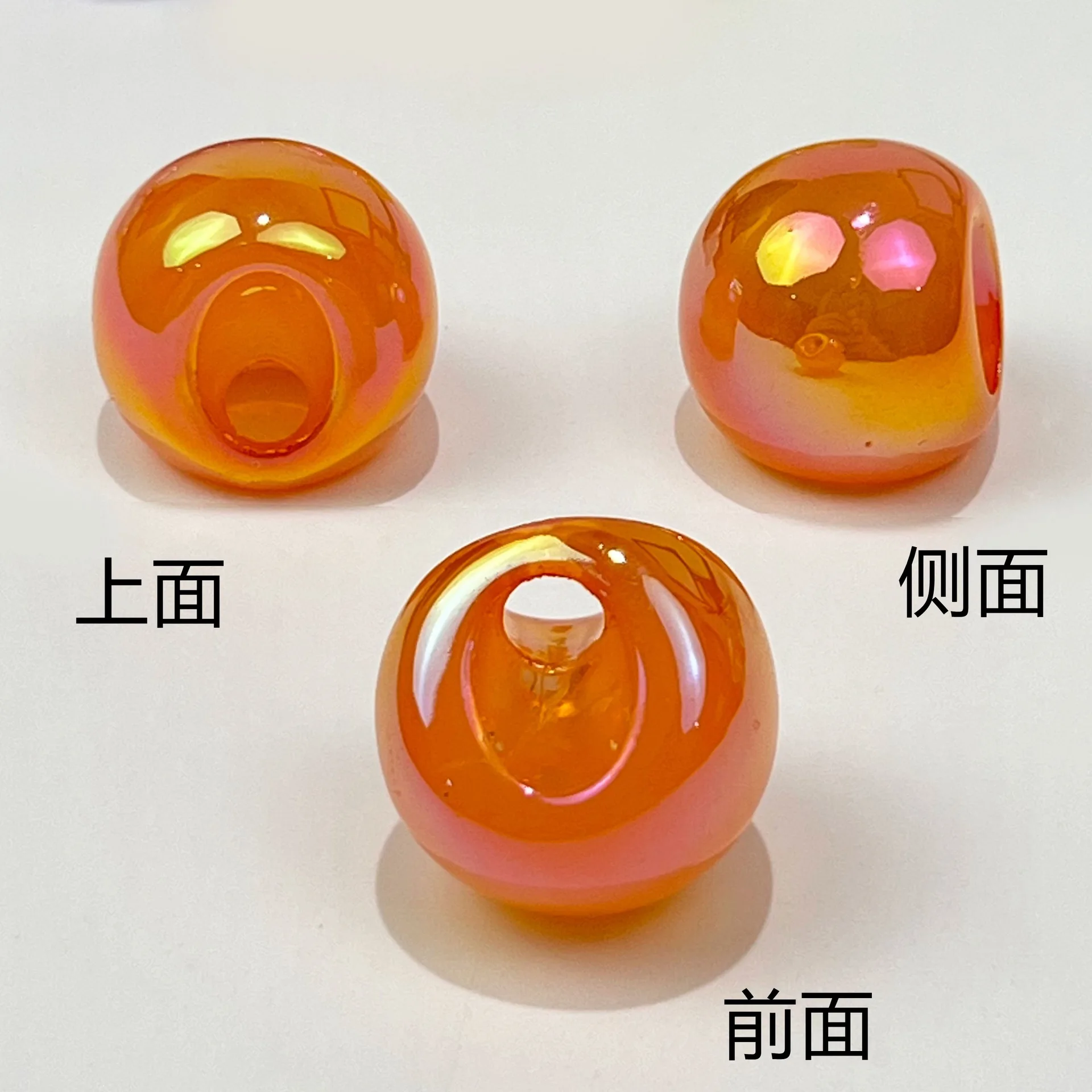 10pcs/bag 16mm Acrylic Jelly Color System Hemipore Bead Color-plated Illusion Circular Beads Jewelry Making Supplies