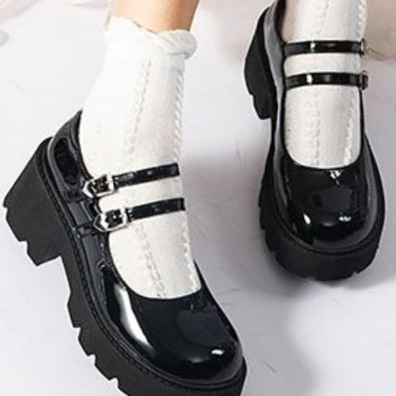 

Genuine Leather Sandals For Women Summer Shoes Fashion High Heels Women Square Heel Sandals Woman Buckle Shoes Sandal