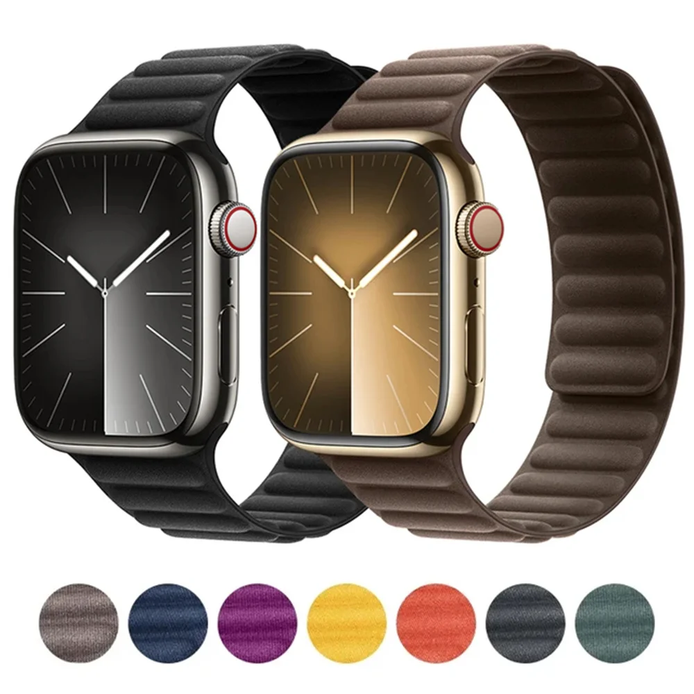

Original Denim Nylon Strap For Apple Watch Ultra 2 Series 9 45mm 41mm Magnetic Loop Bracelet For iWatch 8 SE 7 6 5 4 3 44mm 42mm