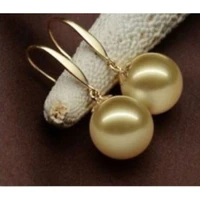 huge aaa 16mm natural south sea golden shell pearl earrings
