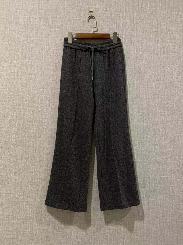 

2022 new women fashion loose casual elastic waist strap-on herringbone straight-leg pants trousers casual pants 1209