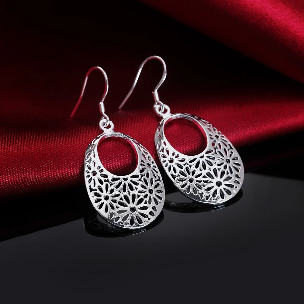 

925 Sterling Silver Hollowed Water Drop Dangle Earrings For Women Luxury Designer Fine Jewelry Gift Female Free Shipping