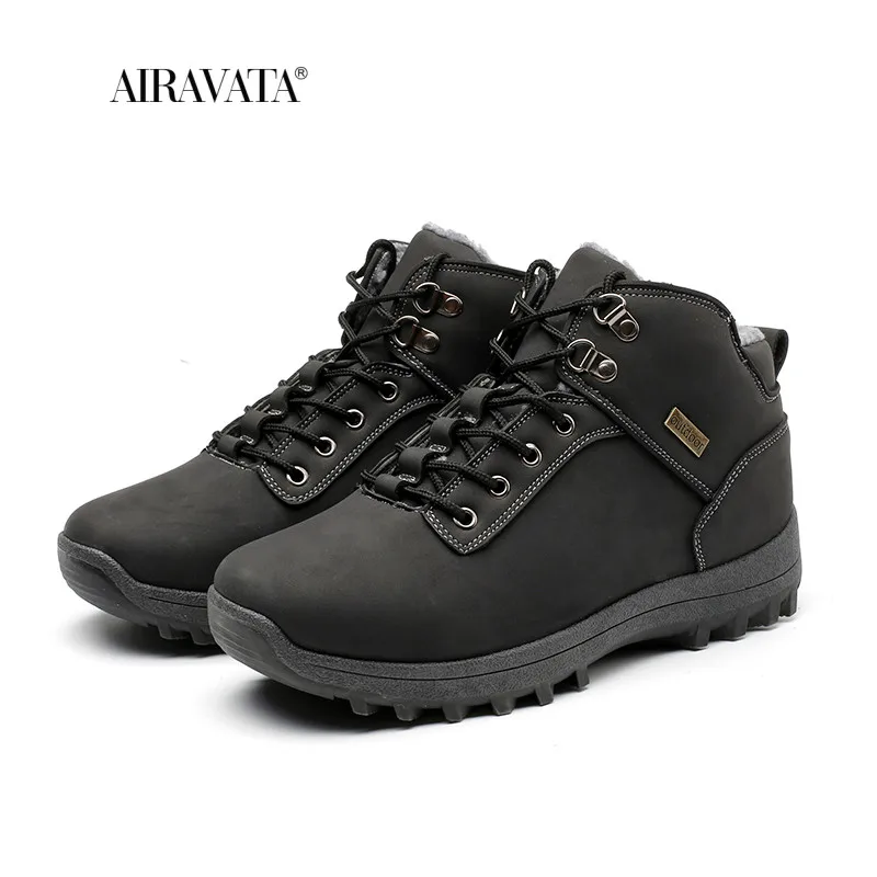 Winter Men Boots Snow Plush Warm Man Snow Boots PU Waterproof Men's Ankle Boots Soft Outdoor Men's Shoes Hot Sale