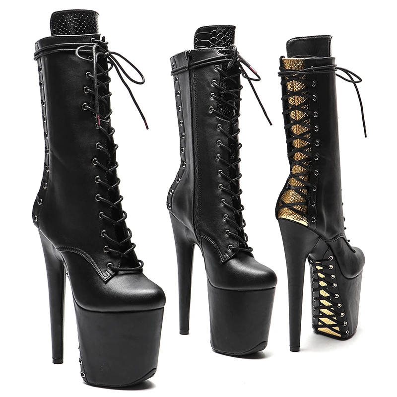 Leecabe 20CM/8Inch matte upper  boots heel platform  ankle sexy  boots model nightclub super high heel   4B