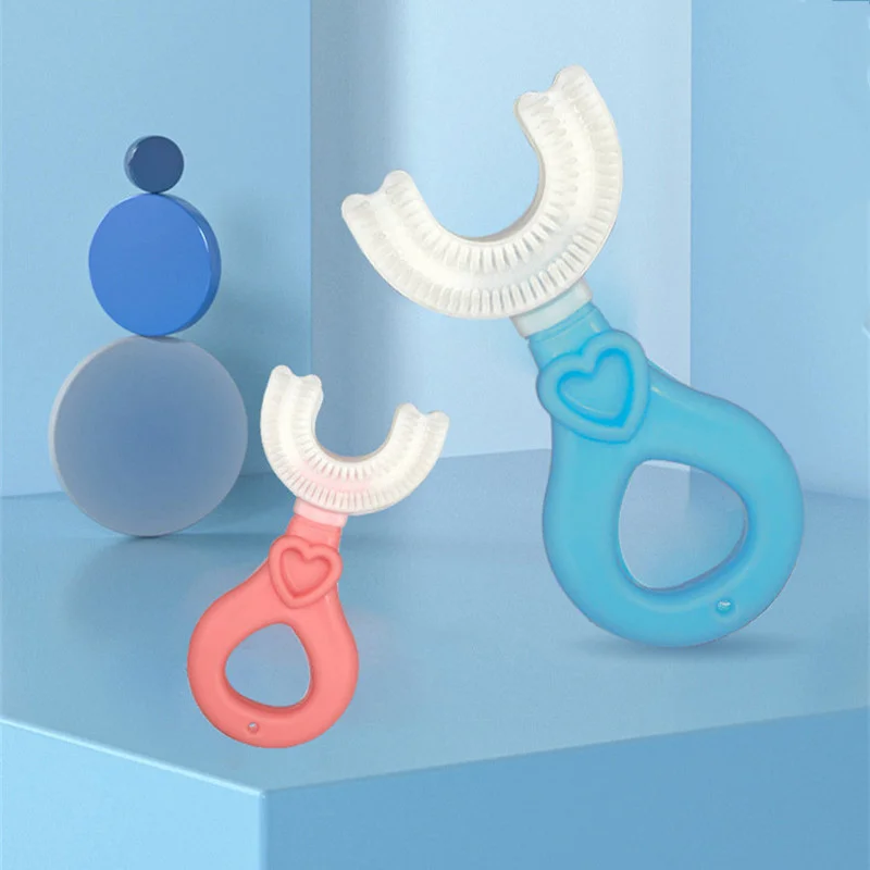 

U-образная зубная щетка для детей, 360 °, зубная щетка для чистки зубов, мягкий мех, материал пищевого класса, детская зубная щетка, Детские при...