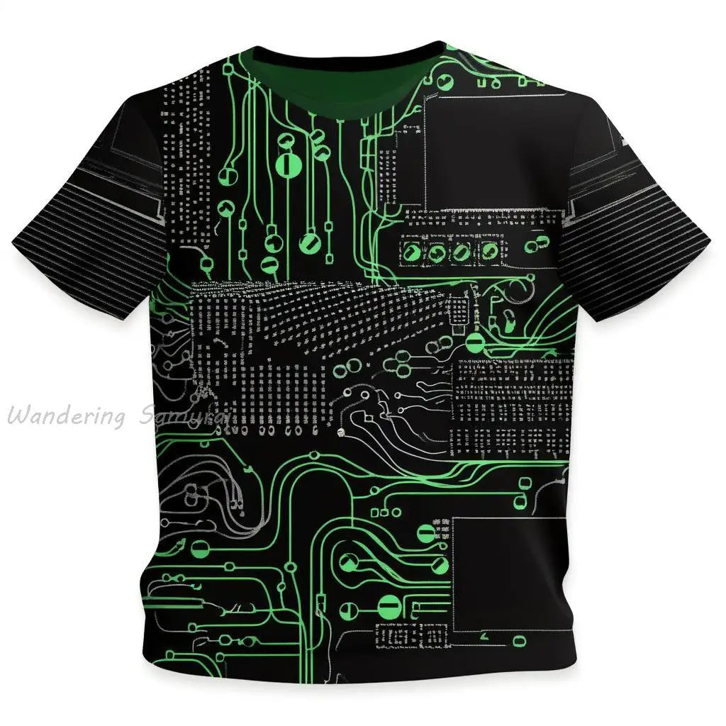 

Футболка мужская с круглым вырезом, свободная тенниска с принтом 3D печатной платы, креативная Повседневная майка с короткими рукавами и эле...