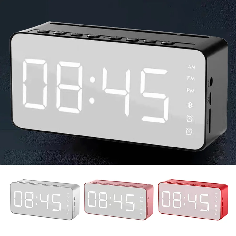 Часы светодиодные цифровые электронные настольные зеркальные с Bluetooth радио и
